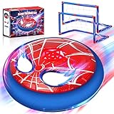 Lubolee Hover Fussball Set mit 2 Toren & Leuchtenden Augen, Air Power Fussball Geschenke Jungen 3-12 Jahre, Hover Ball Spielzeug ab 3-12 Jahre Jungen Kinderspielzeug, Geschenk 4 5 6 7 8 Jahre Junge