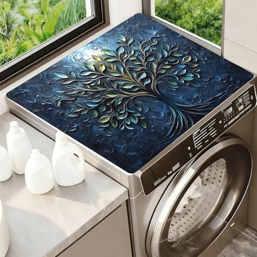Image of Washer Dryer Top Cover Mat, Non-Slip Laundry Room Decor, Laundry Room Kitchen Appliance Decor Protector Size 23.6x19.7in