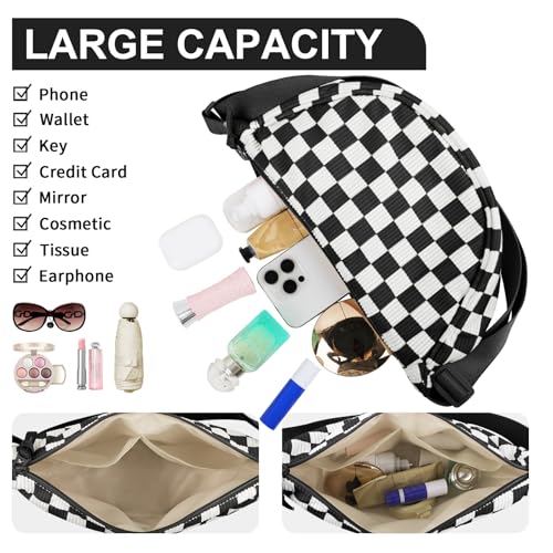 Image of Nylon Crescent Crossbody Bag for Women Purses Trendy Men,Small Travel Sling Bag Hobo
