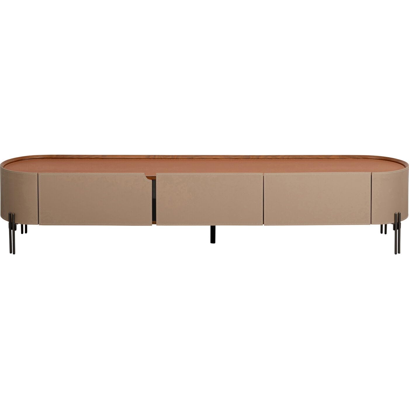 Kare Design Lowboard Tango, beige/orange, Lederoptik, mit DREI Schubladen, 200x41 cm, Stauraum, textilbeschichtet, robuste Aufbewahrungsmöglichkeit, Wohnzimmer
