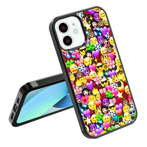 Phone Case Cover Compatible with iPhone SE 7 8 X XR 11 12 13 14 15 16 16E Plus Emoji Mini Pro Max Silicone Style Shockproof - Funny Smiley Faces Black