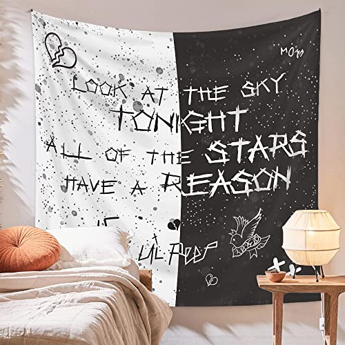 LWZAYS Rapper Wall Tapestry Lil Peep Tapestries Juice Wrld Black and White Star Tapestry for Bedroom Dorm Hip Hop Home Decorations Wall Hanging 60 X 50