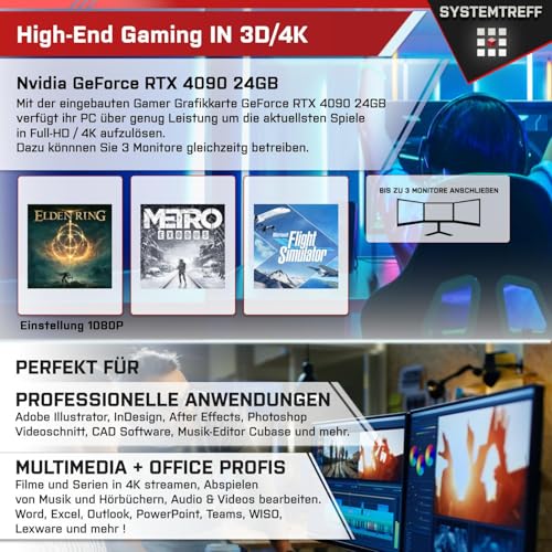 SYSTEMTREFF High-End Gaming PC AMD Ryzen 9 9900X 12x5.6GHz | Nvidia RTX 5090 32GB GDDR7 mit DLSS 4 | 1TB M.2 NVMe | 32GB DDR5 RAM | Desktop Computer Rechner für Gamer, Zocker & Streamer – Bild 6