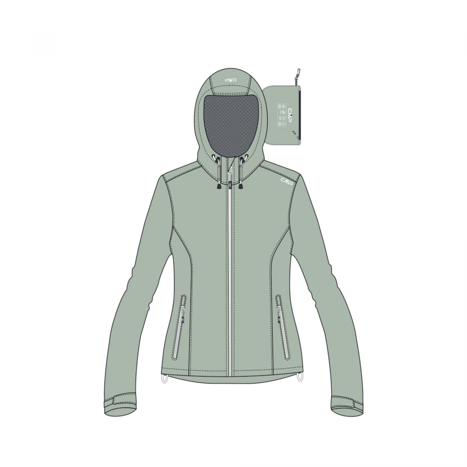 CMP WOMENS JACKET FIX HOOD, JADE, XS