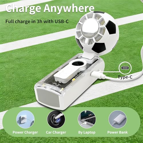 Aprilmin Portable Handheld Turbo Fan with Ice Cooling,rechargeable soccer fan,Powerful 5 S - image 6