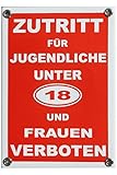  ZUTRITT für Jugendliche unter 18 und Frauen VERBOTEN Emaille Schild 12 x 17 cm Emailschild rot