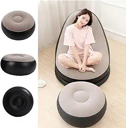 Poltrona Inflável com Apoio para Pés, Design Ergonômico, Preto e Cinza, Relaxamento e Lazer