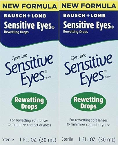 Bausch & Lomb Sensitive Eyes Rewetting Drops for Soft Contact Lenses- 1 Fl Oz (Pack of 2)