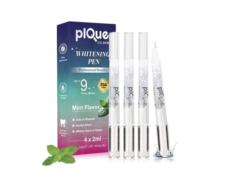 PLQUE Teeth Whitening Pen - Professional Mint Flavor Formula with 35 Carbamide Peroxide for Sensitive Teeth Easy Home