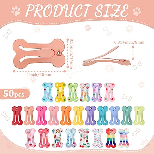 Syhood 50 Pieces Bone Shaped Hair Clips Multicolor Small Barrettes Dog Cat Puppy Accessories thumb #1