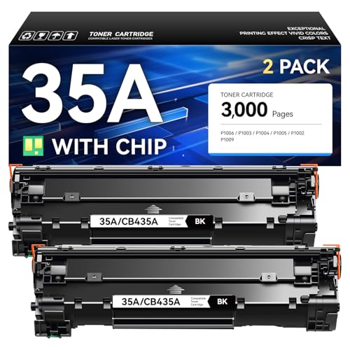 35A Toner Cartridge Black 2-Pack Replacement for HP 35A CB435A Compatible Laserjet P1005 P1006 P1009 P1002 P1003 P1004 M1120 M1522n M1522nf P1505 P1505n P1102w P1109w Pro MFP M1212nf M1217nfw Printer