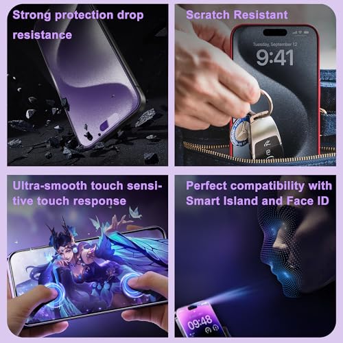 KUARMOR 2-Pack Matte Screen Protector for iPhone 13/13 Pro / 14 / 16e, Anti-Glare, Anti-Blue Light, [Easy to Install], 9H Tempered Glass, Case-Friendly, Shatterproof & Scratch Resistant by KUARMOR - Used condition - Image 6
