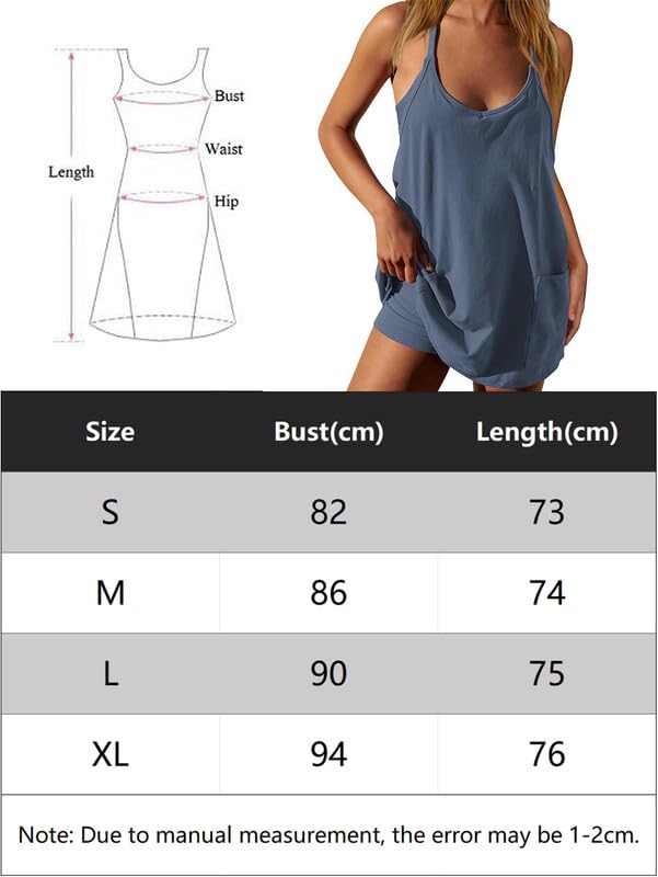 Abito Tennis Donna con Pantaloncini Integrati Senza Maniche Scollo a V Jumpsuit Casual Sportiva Corta Tuta Estiva Allentata Monopezzi Elegante Tutina con Tasche Overall Romper