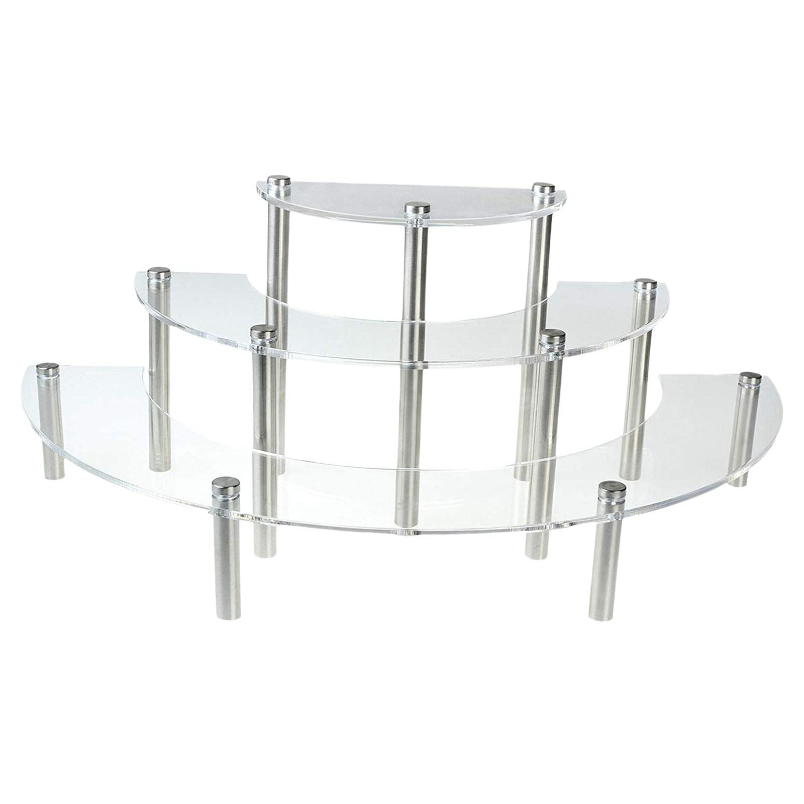 Acryl Display Stand Figurenregal Sammlerregal Cupcake Treppenregal mit Metallbeinen Stabil Abnehmbar für Desserttisch Sammlerstücke Heimdekoration, klar