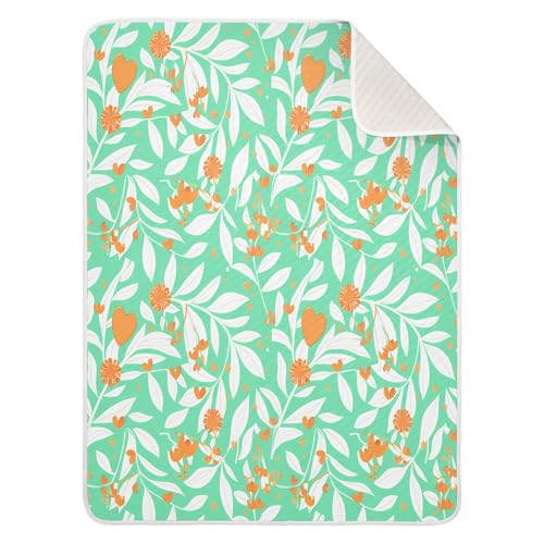 Burbuja Botanical Leaves Baby Blanket for Boys Girls, Nursery Soft Warm Swaddling Receiving Baby Blankets, 30x40 in Toddler Blanket