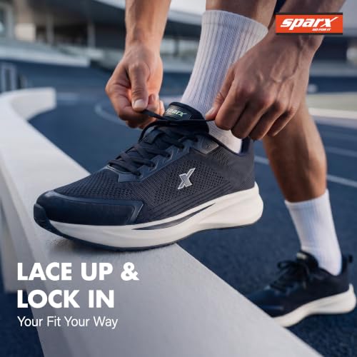 Image of SPARX Sports Running Shoes for Men - Lightweight Breathable Lace-Up Athletic Shoes with Cushioned Comfort, Shock Absorption, Durable Grip, Flexible Sole & Everyday Walking Performance