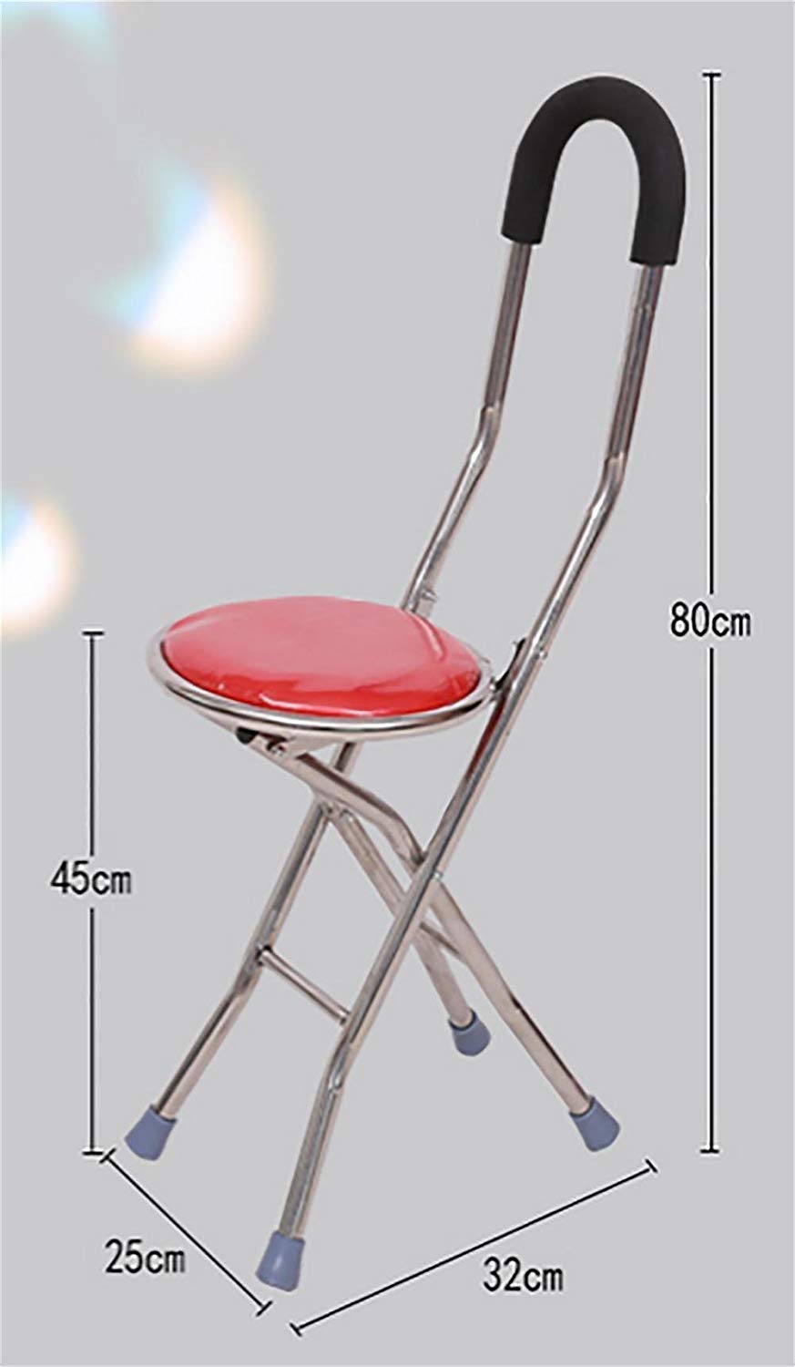 Taburete Plegable con Asiento de bastón, de Acero Inoxidable, para muletas de Ancianos, Ligero, Plegable, de Aluminio Ligero, Peso máximo del Usuario: 150 kg, para Padres