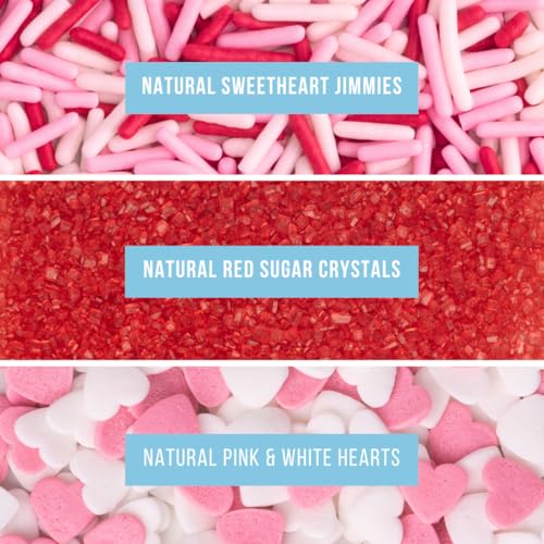 Image of Sweets Indeed Sprinkles, 4 Pack, Edible Sprinkle Mix, Perfect for Cake Decorations, Baking, Ice Cream, Cookies, Cupcake Topper (Dye Free Sweetheart)