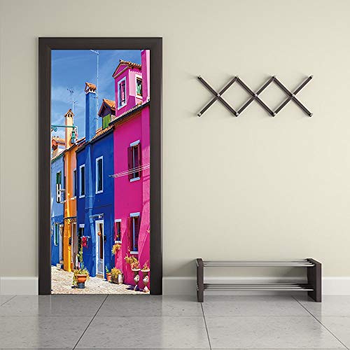 DFKJ Pegatinas de Puerta 3D Fondos de Pantalla Impermeables Mural Autoadhesivo para Dormitorio Sala de Estar Pasillo galería de Arte A20 77x200cm