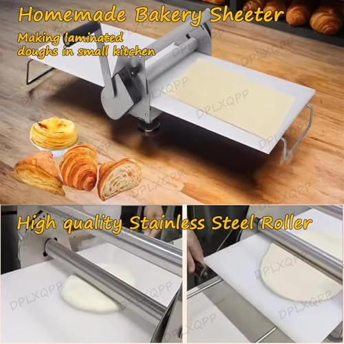 Macchina manuale per pasta sfoglia – Rullo per pasta sfoglia in acciaio inox con superficie antiaderente per croissant, fondente, biscotti