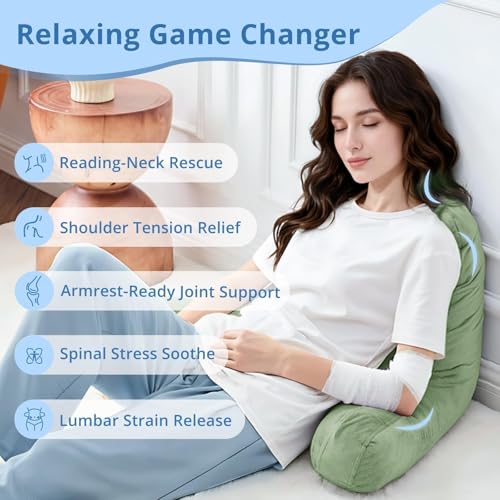 Image of Sasttie Reading Pillow for Bed, Back Pillow for Sitting Up, Sage Green
