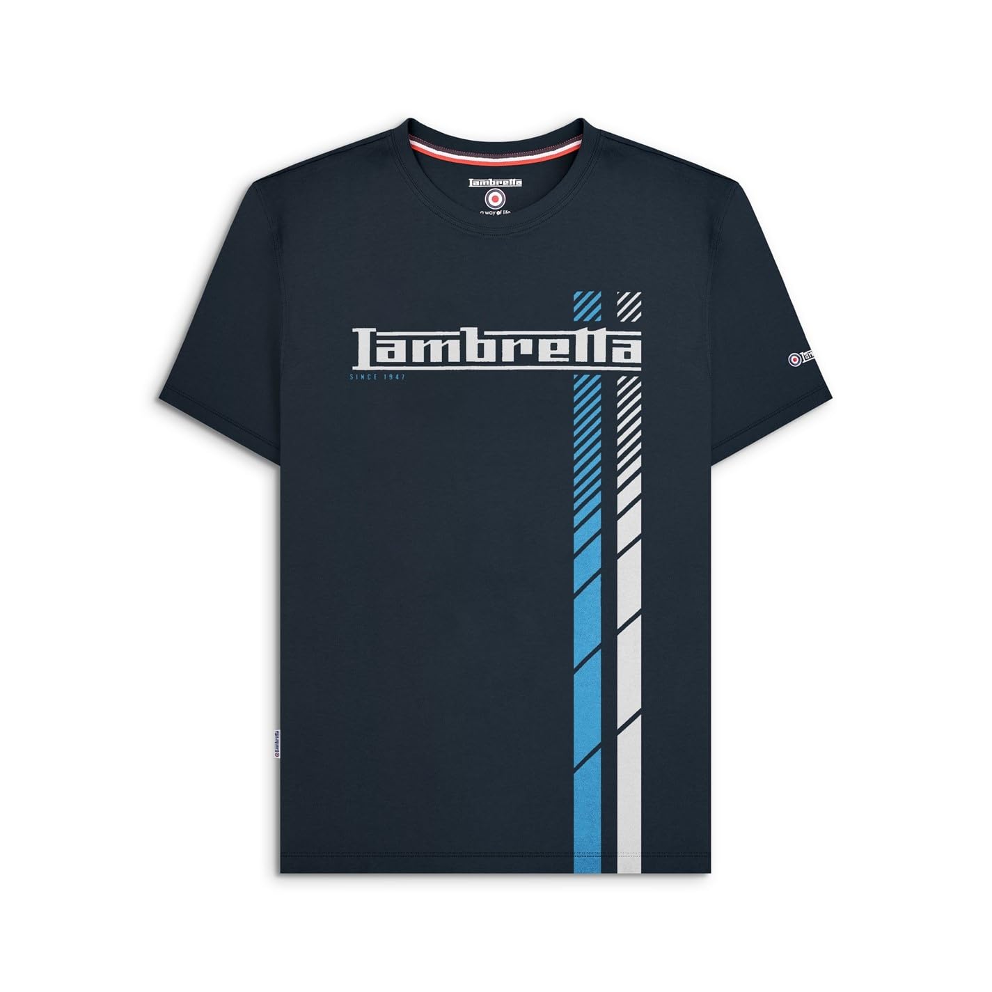 Lambretta Mens Racing T Regular Fit T-Shirt Navy/White/Blue M
