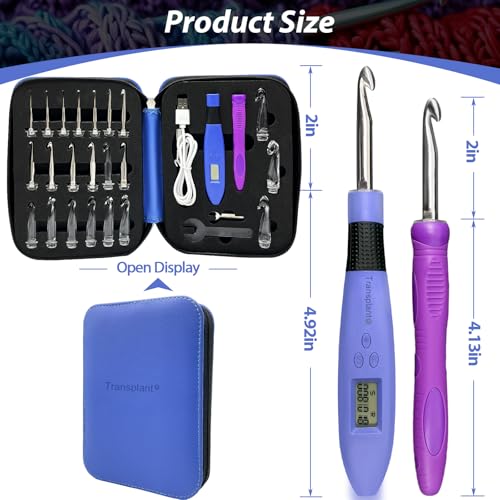 Image of BZVV Light Up Crochet Hook Set with Counter,Dual Handles and 22 Heads | Thickened reinforced connection, ergonomic backup handle, dedicated hook organizer, full-process tools and upgraded gift box