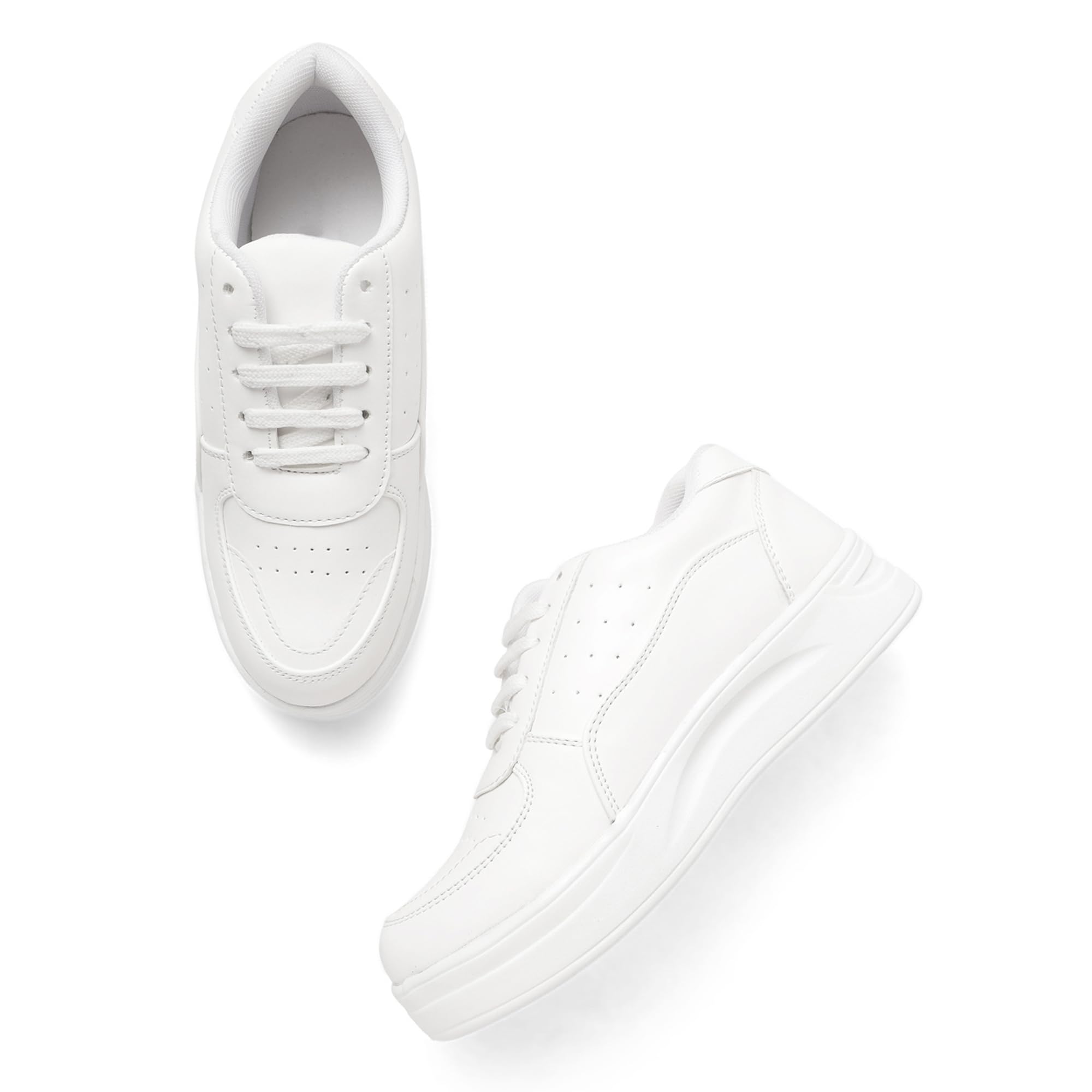 tweezers White Women’s Casual Lace-Up Sneakers | Lightweight Comfortable Walking Shoes | Breathable Stylish Trainers | Anti-Slip Flexible Sole | Everyday Wear-picture-53