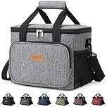 Lifewit Large Lunch Bag Insulated Lunch Box Leakproof Soft Cooler Cooling Tote for Adult Men Women, Waterproof Reusable Cooler Bags for Work Office Outdoor Picnic Camping, Grey, 24-Can (15L)
