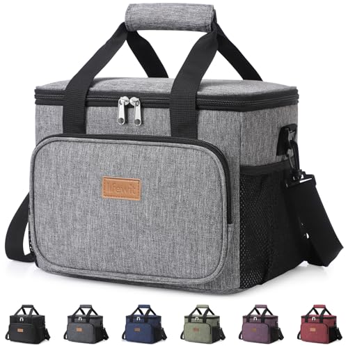Lifewit Large Lunch Bag Insulated Lunch Box Soft Cooler Cooling Tote for Adult Men Women, Gray 24-Can (15L)