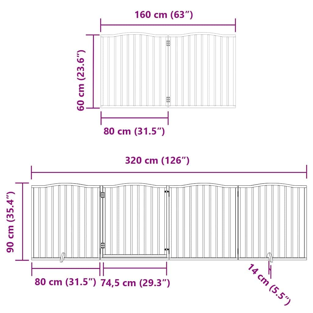 vidaXL Puerta de Perros Plegable 10 Paneles Madera álamo Blanca 800 cm