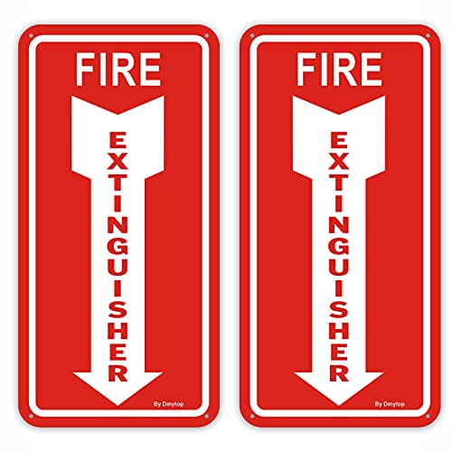 2 Pack Fire Extinguisher Arrow Signs, for House Offices Stores Warehouse Buildings, 12 x 6 Inches Rust-Free Fade Resistance Aluminum, Easy Mounting