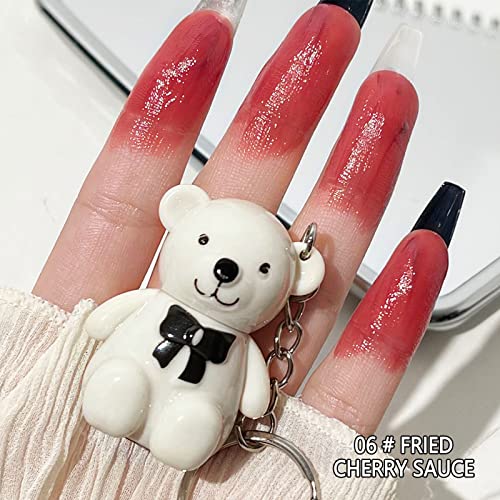 Gbsell 2 Pack 2 In 1 Key Chain White Bear Lipstick,Mist Matte Velvet Lipstick,Waterproof,Long Lasting Lip Gloss Cute Bear Beauty Makeup (F) #TOP3