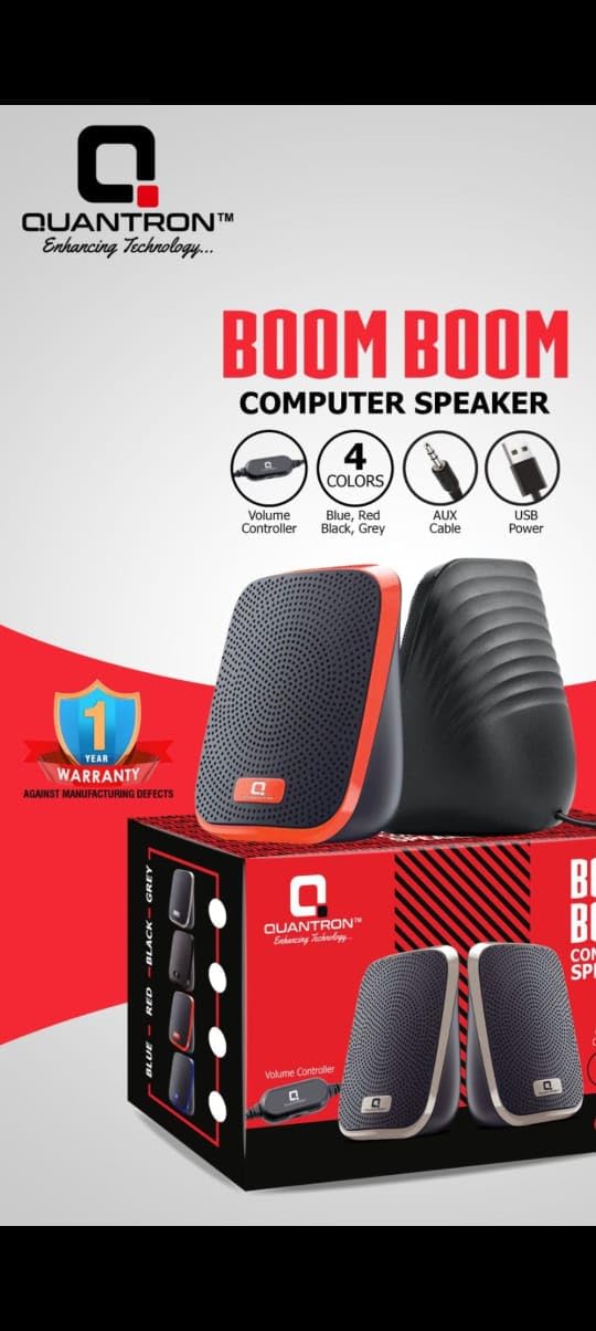 Quantron QWS-1220 Computer Speakers, 5W, 2.0 Channel, USB Powered with AUX Cable, Black-image-18