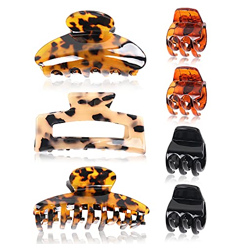 MAMUNU Hair Claw Clips for Thick Hair, 3Pcs Strong Hold Banana NonSlip Hair Claw Clips with 4Pcs Mini Claw Clips for Women and Girls