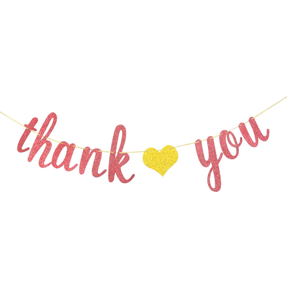 Rose Gold Glitter Thank You Banner Wedding Decorations Rustic Wedding ...