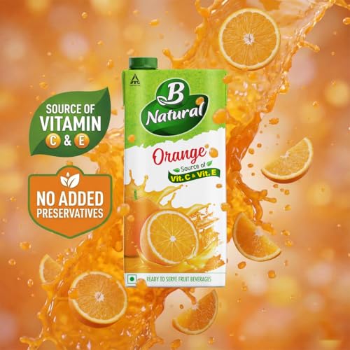 Image of B Natural Orange Juice, Enriched with Vitamin C & E, 1 litre (Pack of 3)