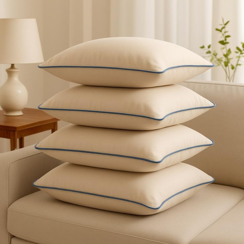 Wakefit Polyester Cushion for Sofa | Super Soft Fabric Cushion Pillow, Throw Pillow for Sofa | Premium Fresh Hollow Fibre Filling | 16x16 Inches | Taupe | Set of 5