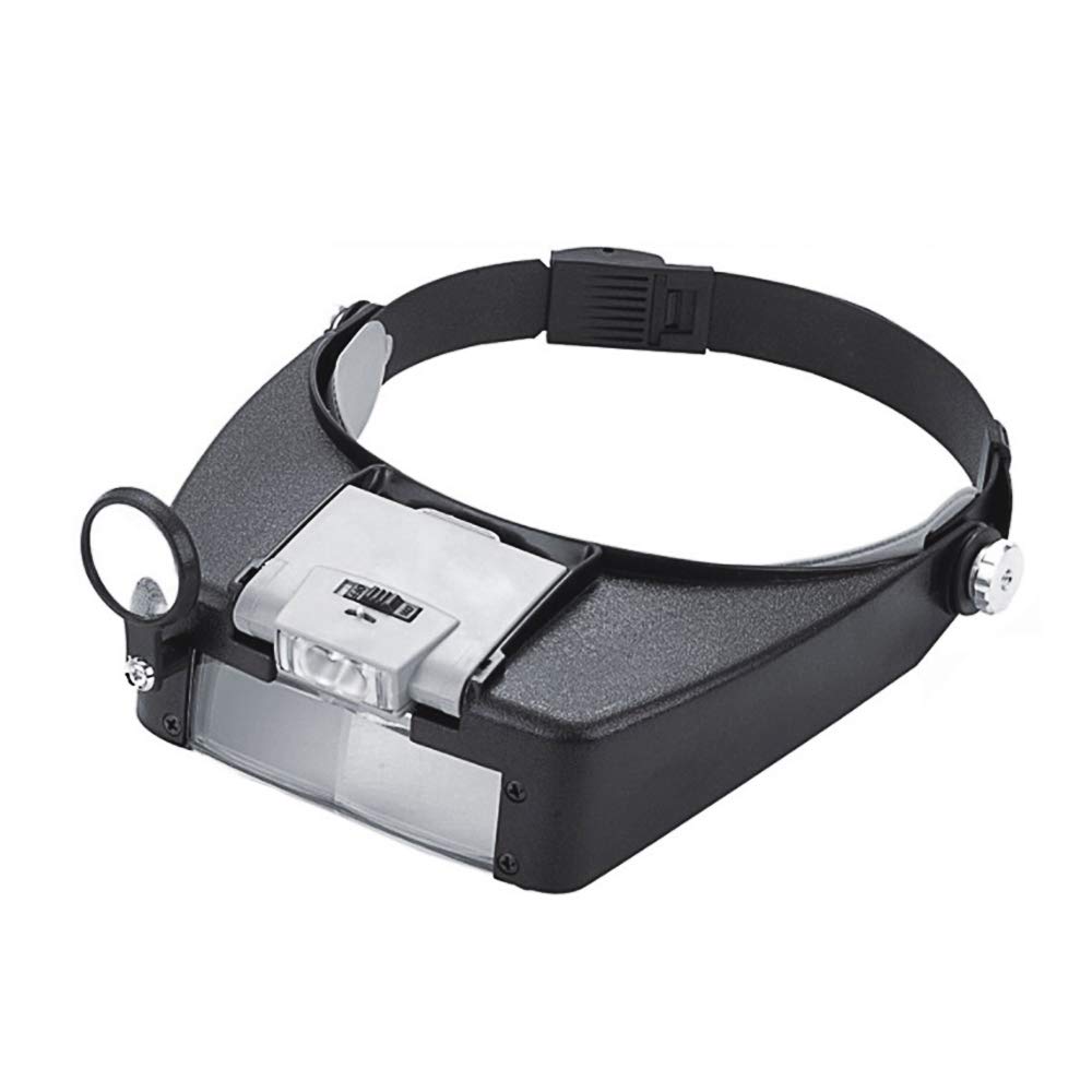 PHOEWON Bandeau Loupe Horloger Mains Libres Loupe avec Lumière Casque Loupe Grossissante avec LED Lumière, pour Horloger, Bijout