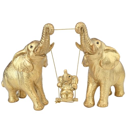 Estatua decorativa de elefante dorado para sala miniatura 1