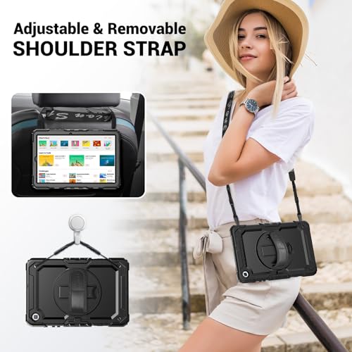 SEYMAC Case for Samsung Galaxy Tab S6 Lite 10.4 Inch 2024/2022/2020,Shockproof Case with 360 Rotating Stand/Hand Strap, [Shoulder Strap&Built-in Screen Protector] for Galaxy Tab S6 lite, Black - Image 4