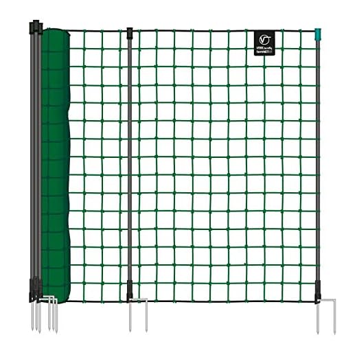 VOSS.farming Rete Non elettrificabile per pollame farmNET, 25 m di Lunghezza, 135 cm di Altezza, a 2 Punte, Verde, Rete per Animali Domestici, Recinzione per Giardino