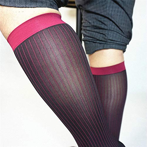 Goobester Men For Formal Wear Suit Transparent Stripe Business Tube Dress Sheer Socks3