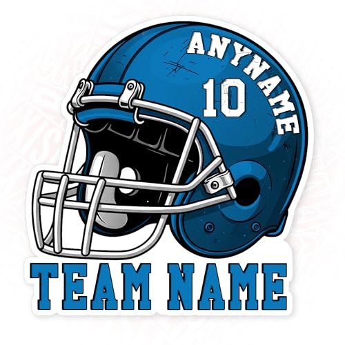(new Update) Custom Football Sports Sticker Personalized Football Helmet Name and Numer Waterproof Vinyl Stickers Decal for Laptop Water Bottle Birthday Gifts Her Him