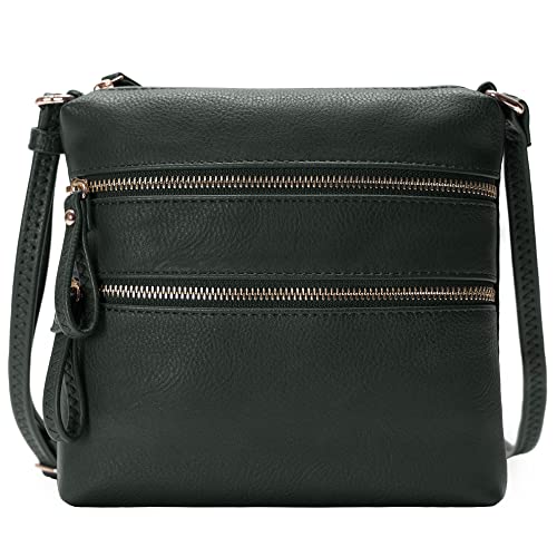Image of Solene Small Multi Zipper Pocket Crossbody Bag with Adjustable Strap, Lightweight Travel Purse, Daily Small Messenger Pouch
