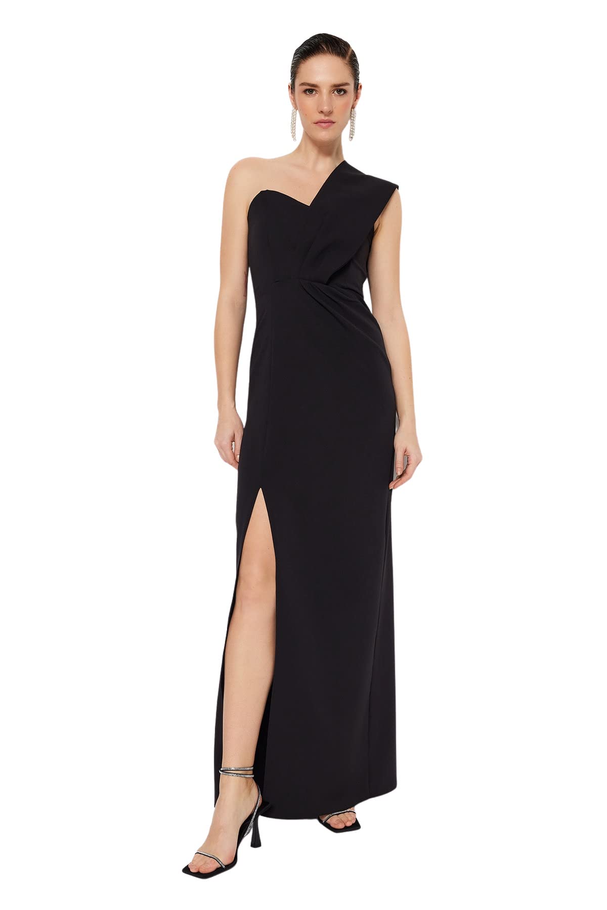 Trendyol FeMan Maxi Shift Regular fit Woven Evening Dress Schwarz