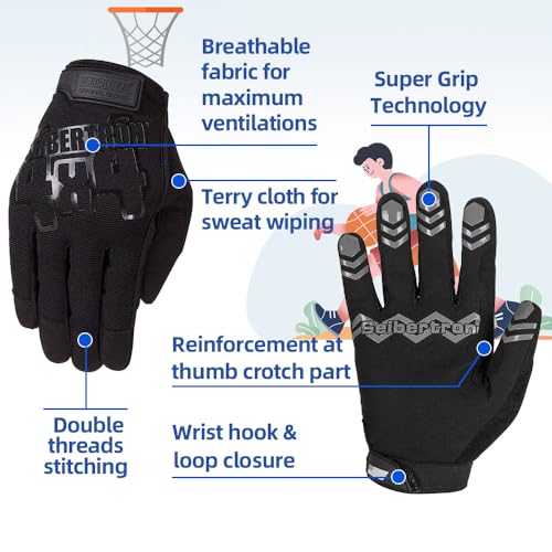 Seibertron Anti Slip Unweighted Basketball Gloves Ball Handling Gloves (Basketball Training Aid) Or Driving Gloves Black XXL - Image 4