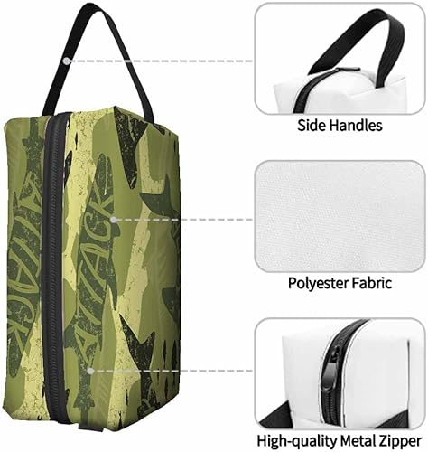 Miniatura 4 de Bolsa de maquillaje Bolsa de cosméticos de viaje, bolsa de maquillaje portátil versátil con cremallera para mujeres, Tiburón de camuflaje.