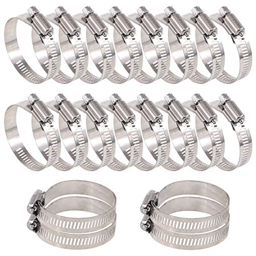Glarks - Set of 20 Adjustable 304 Stainless Steel Worm Gear Hose Clamps 33-57mm Fuel Line Clamp for Water Pipe Plumbing, Application