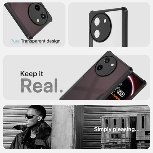 Image of Pikkme Vivo T3x 5G / Vivo Y200i 5G Back Cover | Crystal Clear Transparent Back | Ultra Hyrbid | Full Camera Protection | Raised Edge | Bumper Back Case (Black)